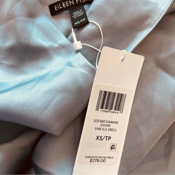 NWT Eileen Fisher Silk Blend Baby Blue Slip Dress - Picture 16 of 16